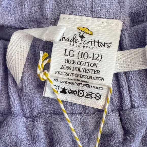 Shade Critters Palm Beach Youth Purple Terry Short Large(10/12) NWT - Picture 3 of 6
